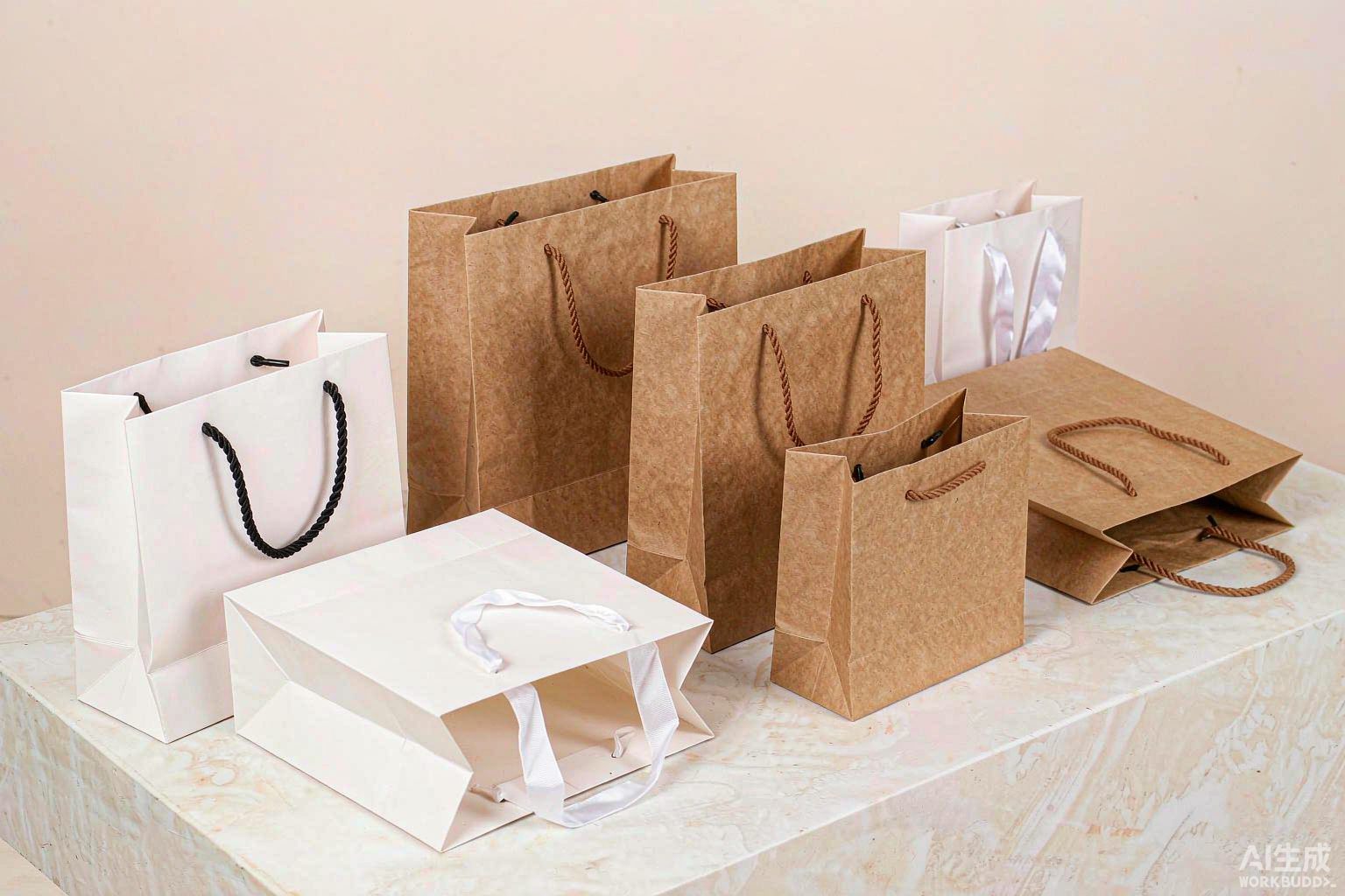 Custom kraft paper bags and white art paper gift bags produced by Ronggao Packaging factory