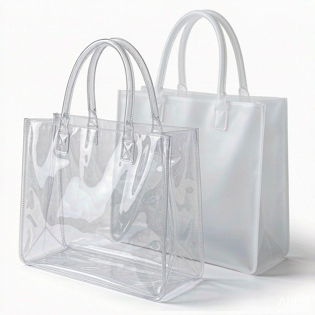 Clear and frosted PVC tote bags for stadium events and retail